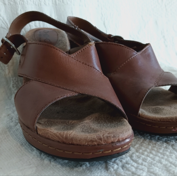 boc Tan Leather Wedge Sandals Wide Straps Platform Boho School Buckle Floral 11 - Picture 4 of 13